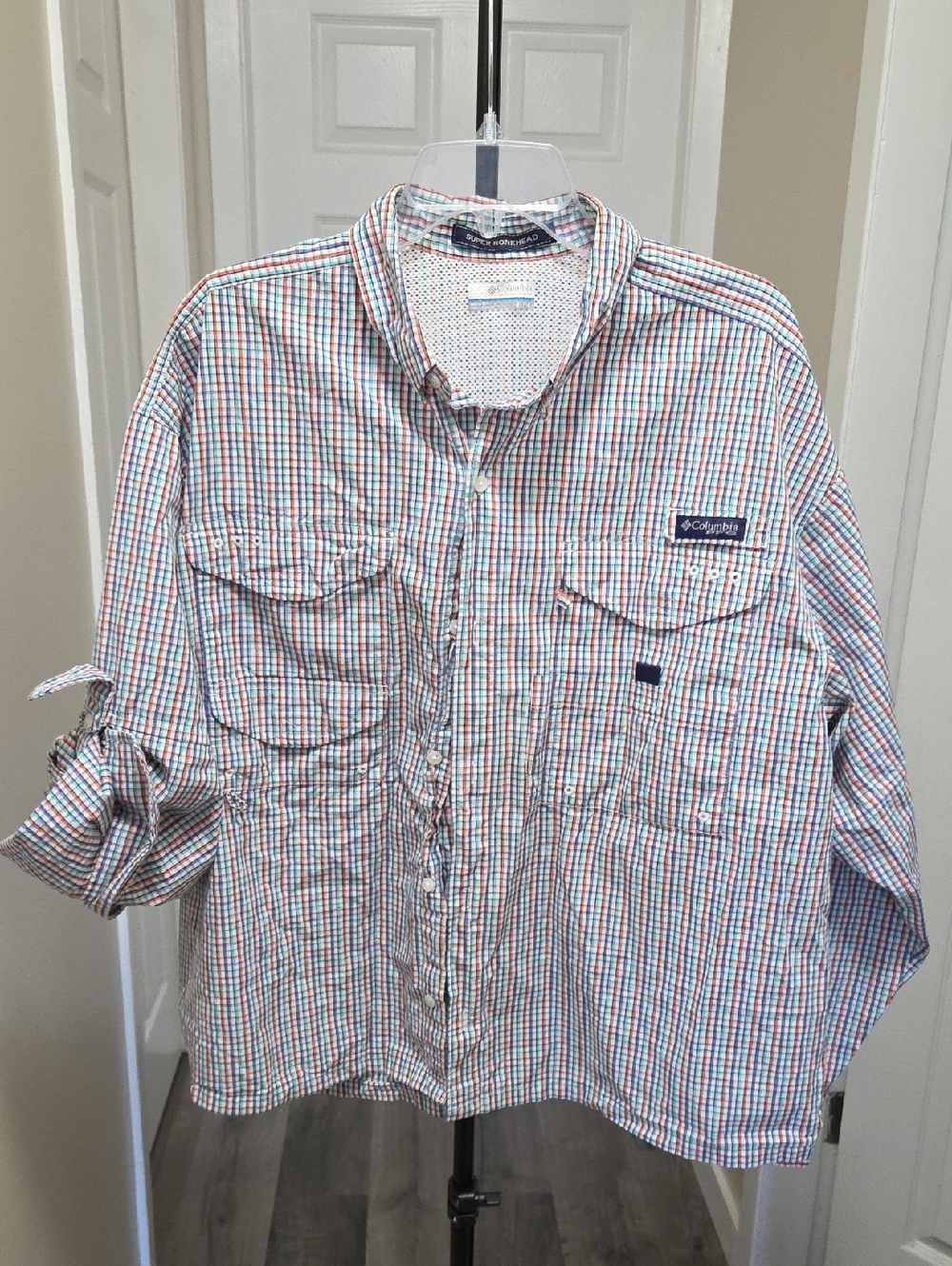 Columbia PFG Omni-Shield Plaid Fishing Shirt Long Sleeve Button-Up Outdoor - Picture 2 of 12